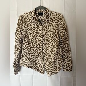 J Crew Brown and Cream Cheetah Button Down - Size 10